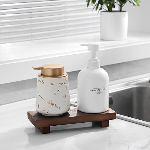 Miniatura 3 de zoocatia Pequeño Soporte de Bandeja de Madera con Pedestal para Baño de Granja Decorativo Soporte Elevadizo de Madera para Jabonera de Cocina para