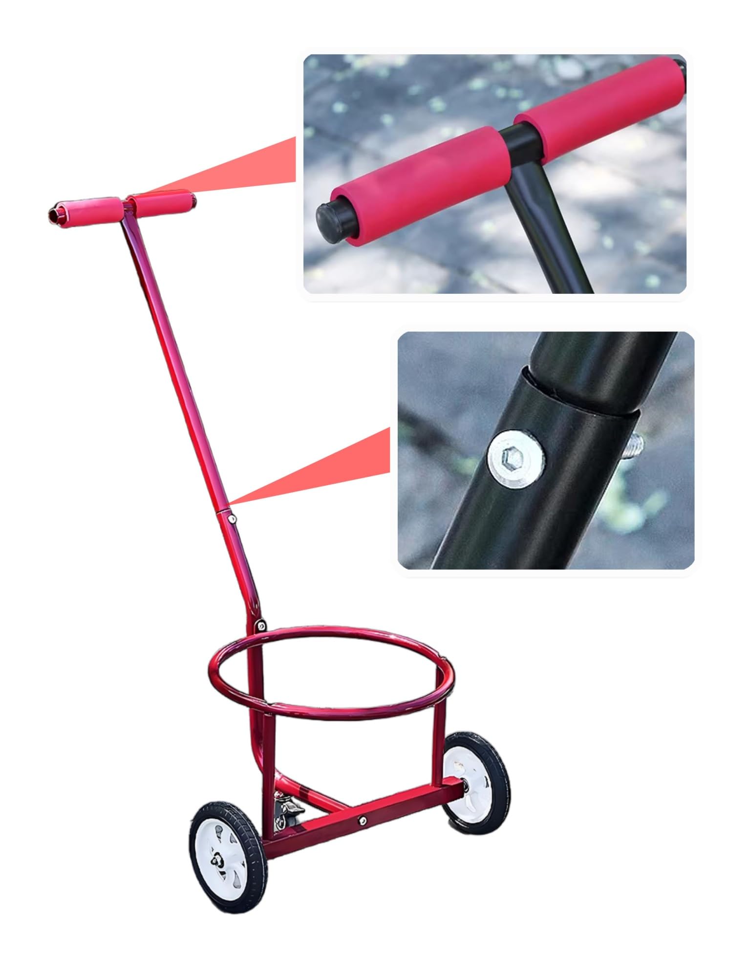 Carrello a mano resistente e trasportatore di bombole di gas con grandi ruote per tutti i terreni per lo spostamento di bidoni della spazzatura