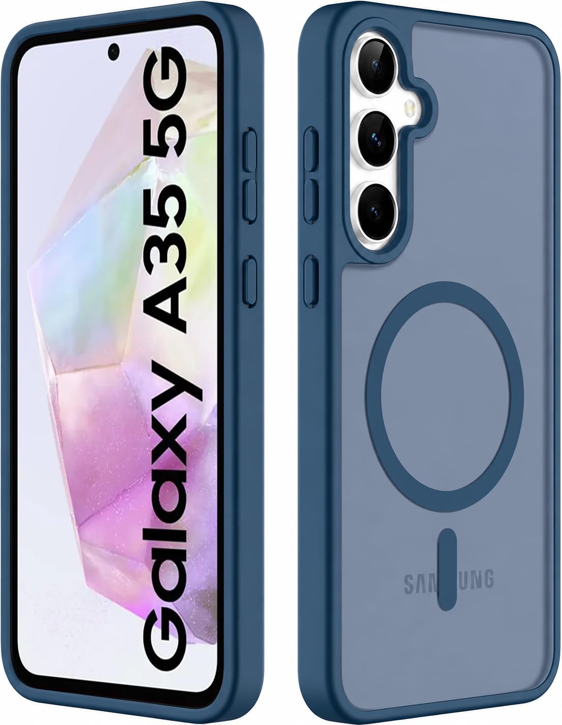 Elzzi Magnetic Magsafe Case for Samsung Galaxy A57 5G Cover, Compatible with MagSafe Translucent Matte Hard Lens Slim Shock-Resistant Protective Case, Matte Navy — Amazon image 16