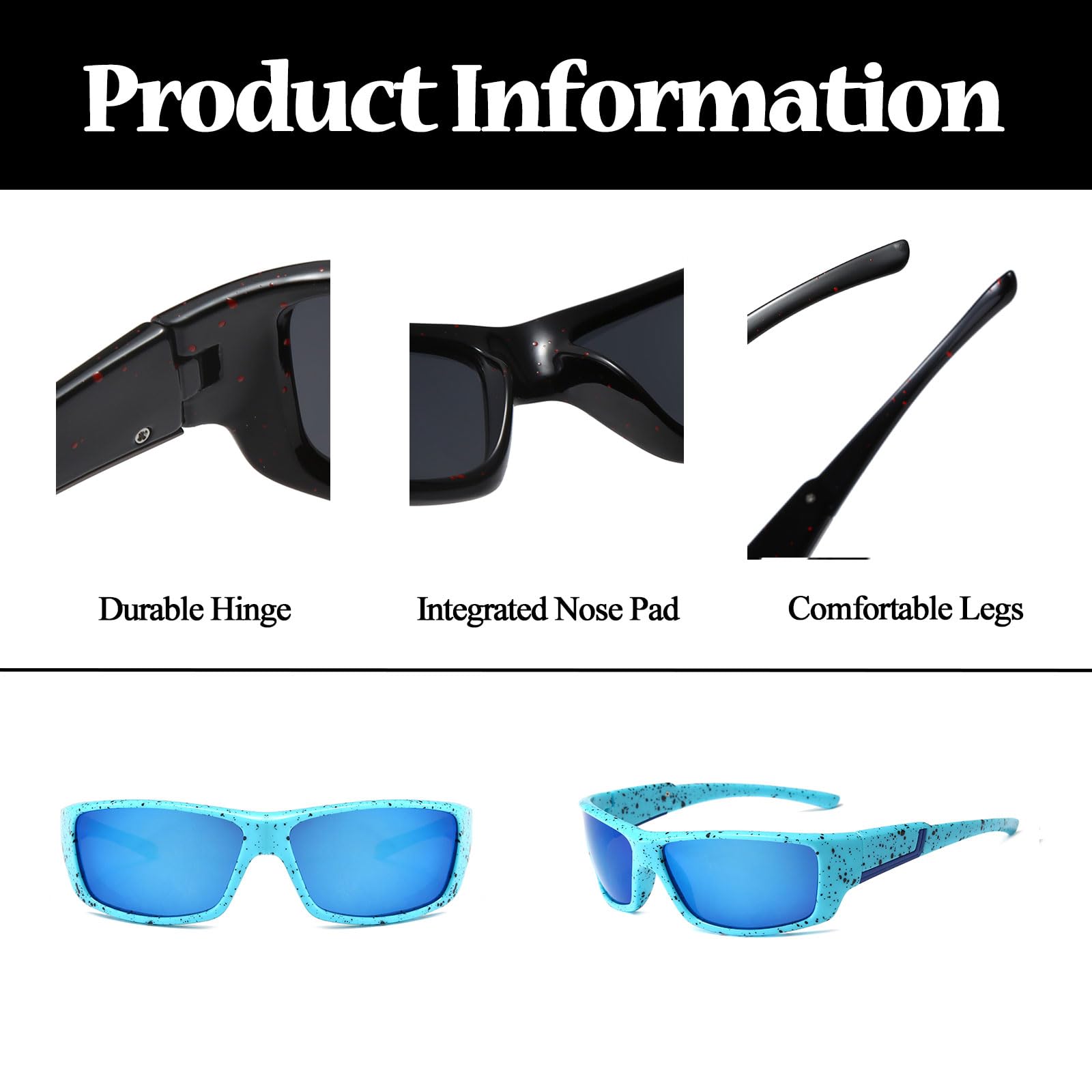LJCZKA Polarised Sport Sunglasses for Men Women Wrap Around Sport Glasses UV400 Protection Eyewear for Cycling Fishing Running - Image 4