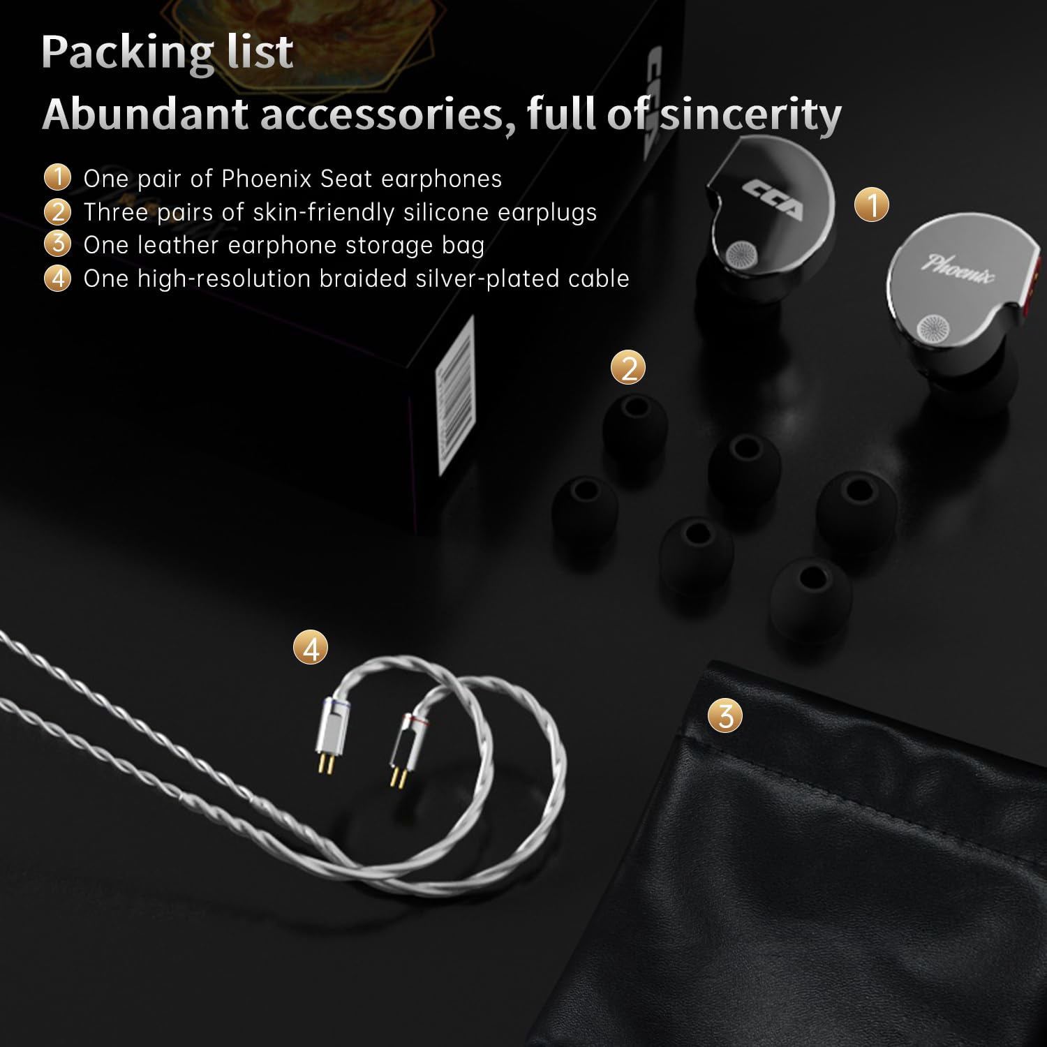 CCA Phoenix - Auricolari in-ear cablati con microfono, driver dinamico a doppio magnete, con suono HiFi, auricolari professionali interamente in metallo per gaming/audiofili/musica (tipo C + microfono