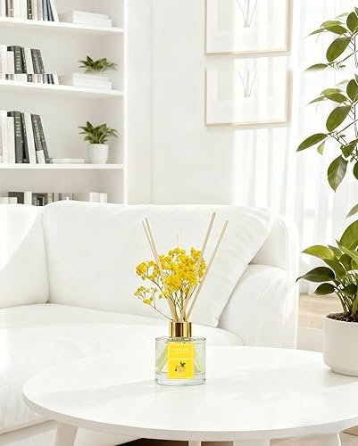 Vista 6 de Reed Diffuser Set-Lemon Verbena Scent Fragrance Oil Diffuser with 6 Reed Sticks Home & Bedroom Bathroom Decor,3.38 fl oz (100ml) (Lemon Verbena)