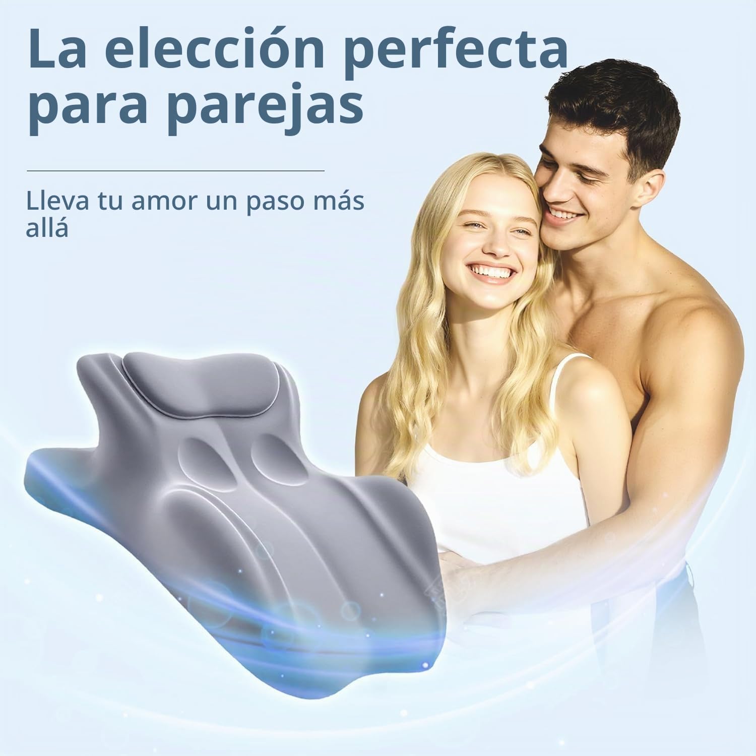 Almohada de Pareja para intimidad: cuña de Espuma viscoelástica con elevación de 27° para un Soporte Profundo, Mejor Postura y Comodidad.,Gris