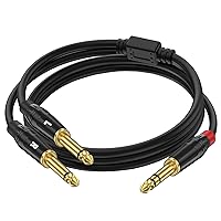 Vista 12 de Cable de inserción estéreo TRS de 1/4 de pulgada, chapado en oro, serie Audiowave de 0.250 in macho a doble macho TS macho de 0.250 in, cable