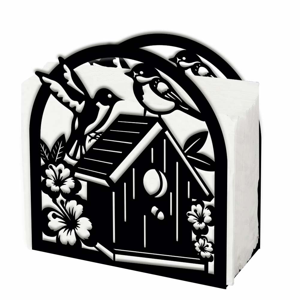 SUPERDANT Birds Napkin Holder for Tables Birdhouse Serviette Standing Holders Flowers Metal Cocktail Napkins Dispenser Paper Practical Decoration for