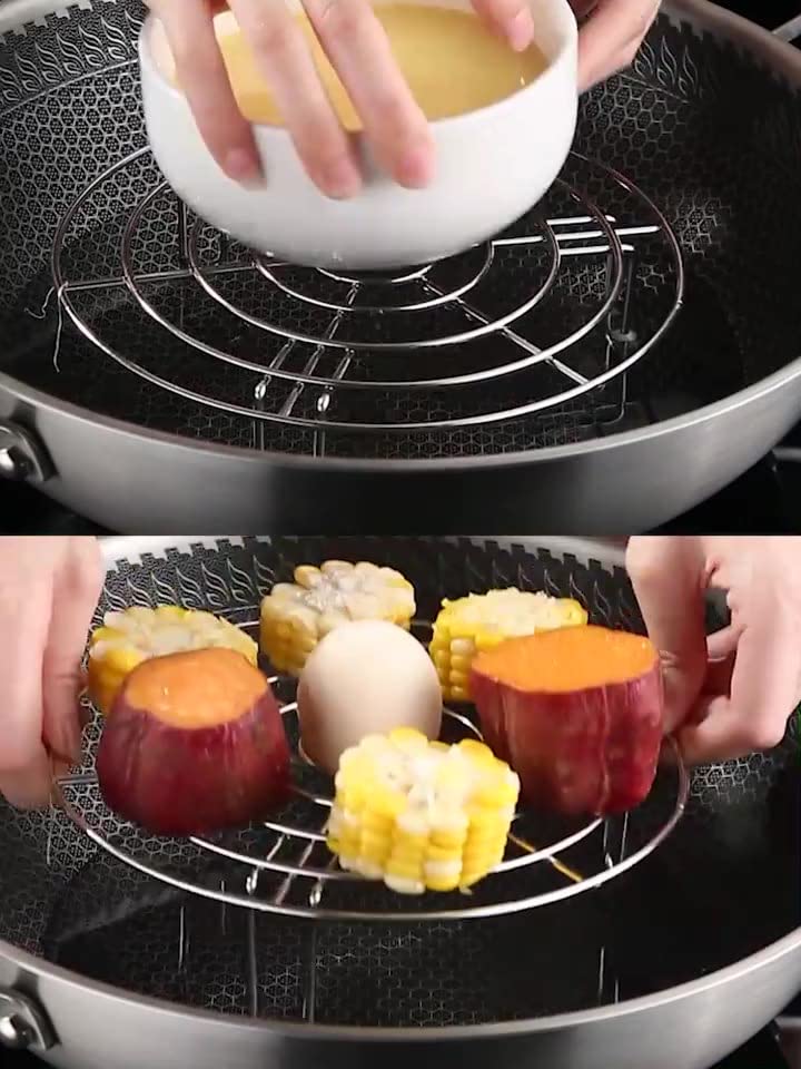 2 Runde Edelstahl-Kühlroste – 20,3 & 17,5 Cm – Als Dampfgarer, Grillrost Oder Backregal Für Luftfritteuse & Ofen