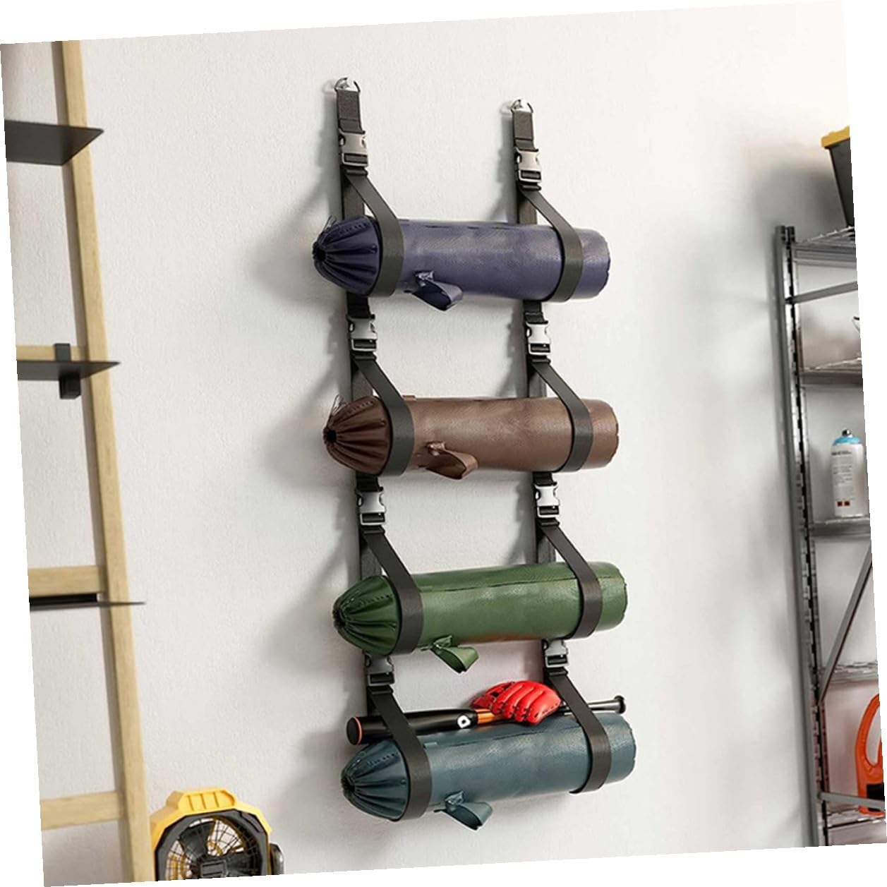 Adjustable Wall Storage Strap for Garage, 2pcs Wall-mounted Hanging Strap Organizer, Multi-use Wall Storage Rack for Camping Chairs and Tools