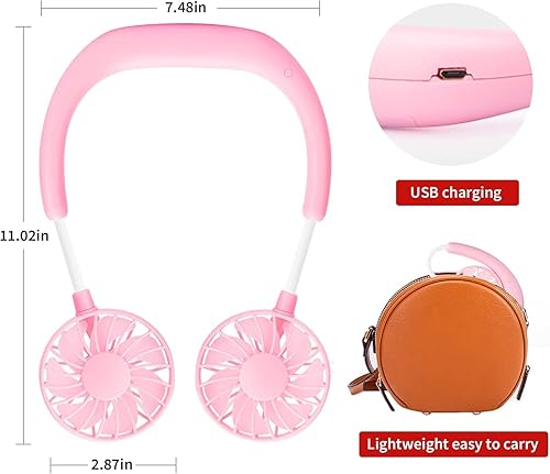 Miniatura 8 de Ventilador de cuello portátil recargable personal ventilador de cuello portátil recargable, ventilador personal manos libres, mini ventilador