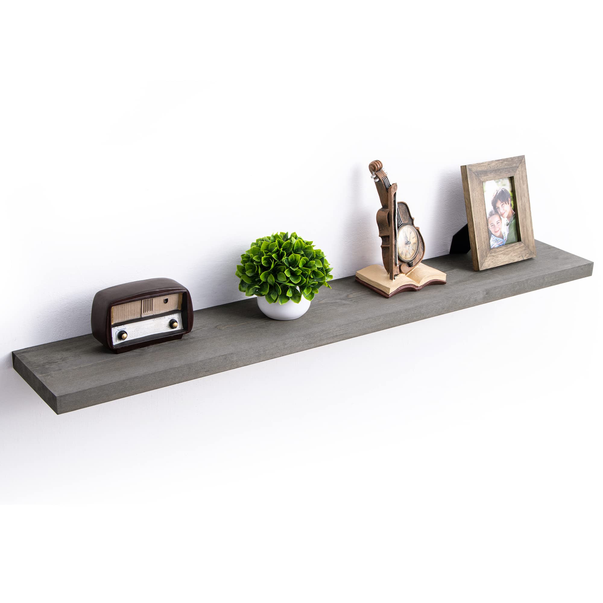 Grey Wooden Floating Shelves for Wall 48 Inches Long, 8 Inch Deep