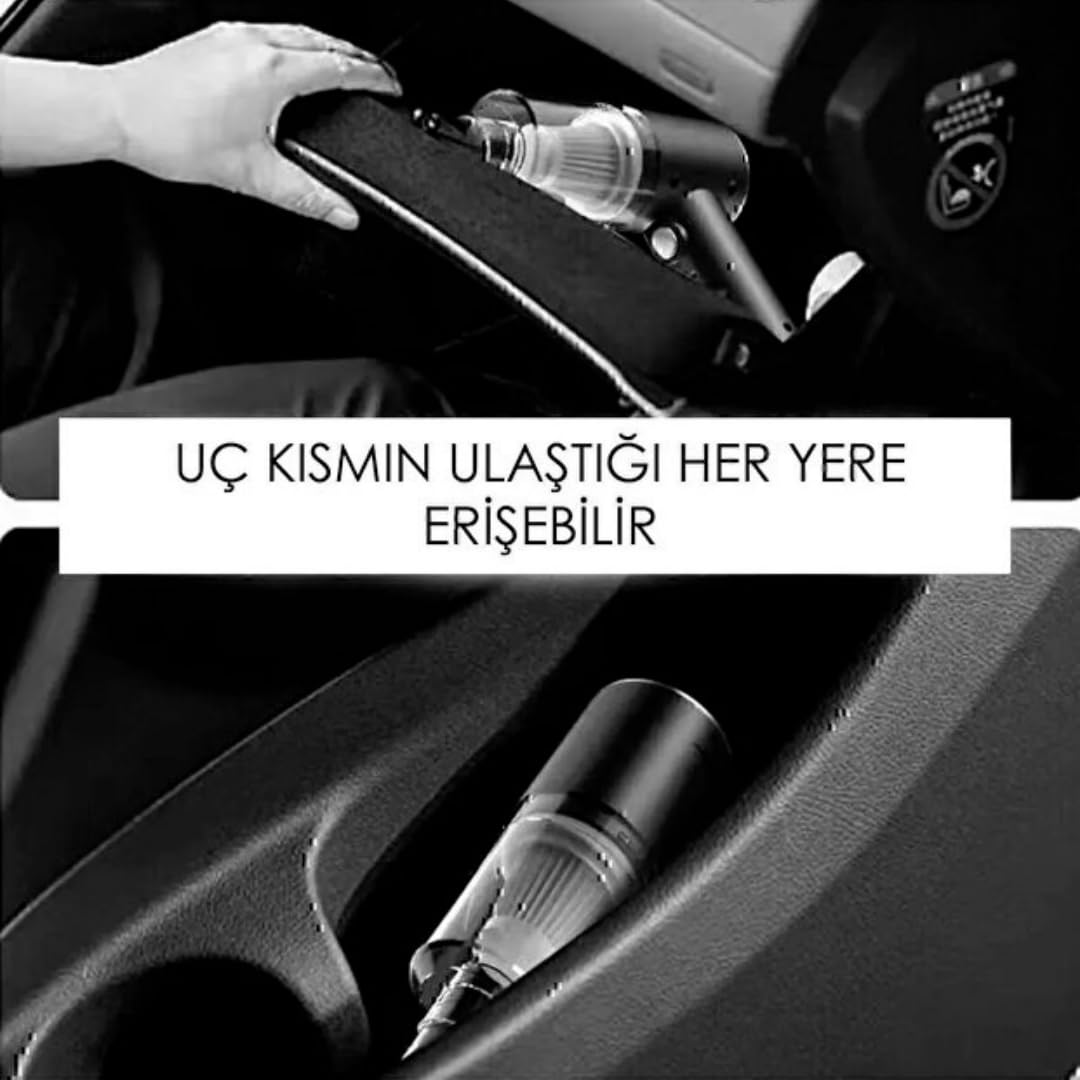 Araç Oto Süpürgesi Şarjlı 120W 6.000Pa – Üfleme Özellikli Mini El Süpürgesi Oto Ofis Klavye Kasa Vakum Şişirme Seti
