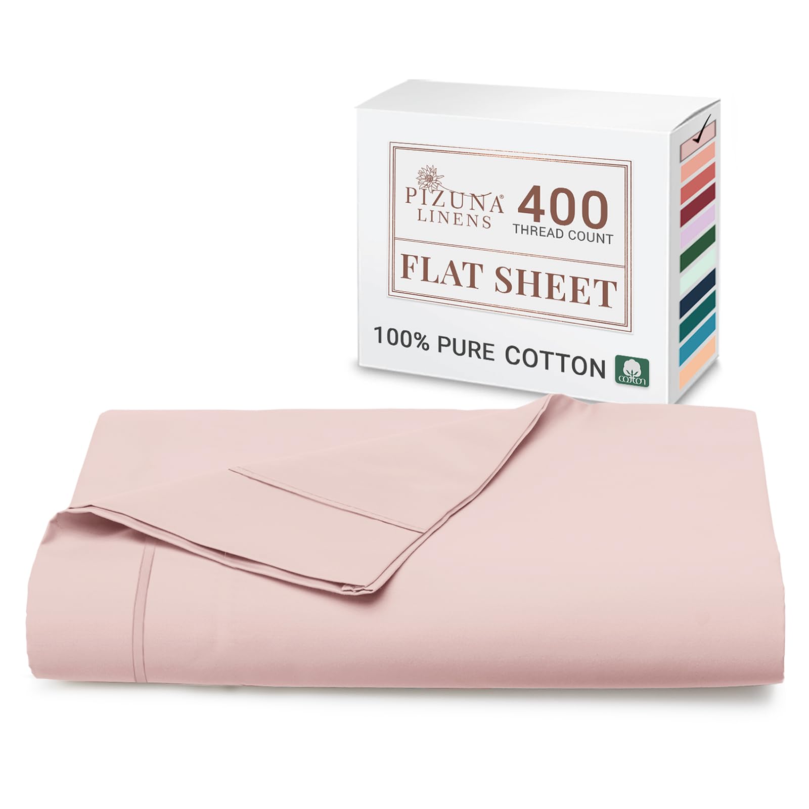 Pizuna Light Pink Single Flat Sheet 400 Thread Count Long Staple 100% Cotton Flat Sheet Single 180X280 Cm, Soft Sateen Weave Top Sheet Single(Cotton Flat Sheet Single )