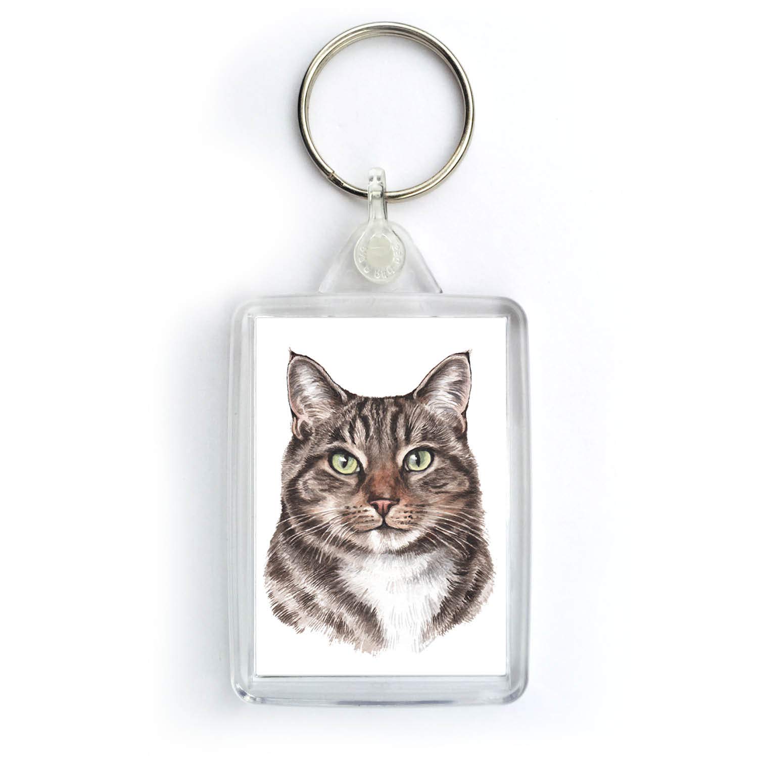 Waggydogz Multicoloured Tabby Cat Keyring (Krg-Ec11)