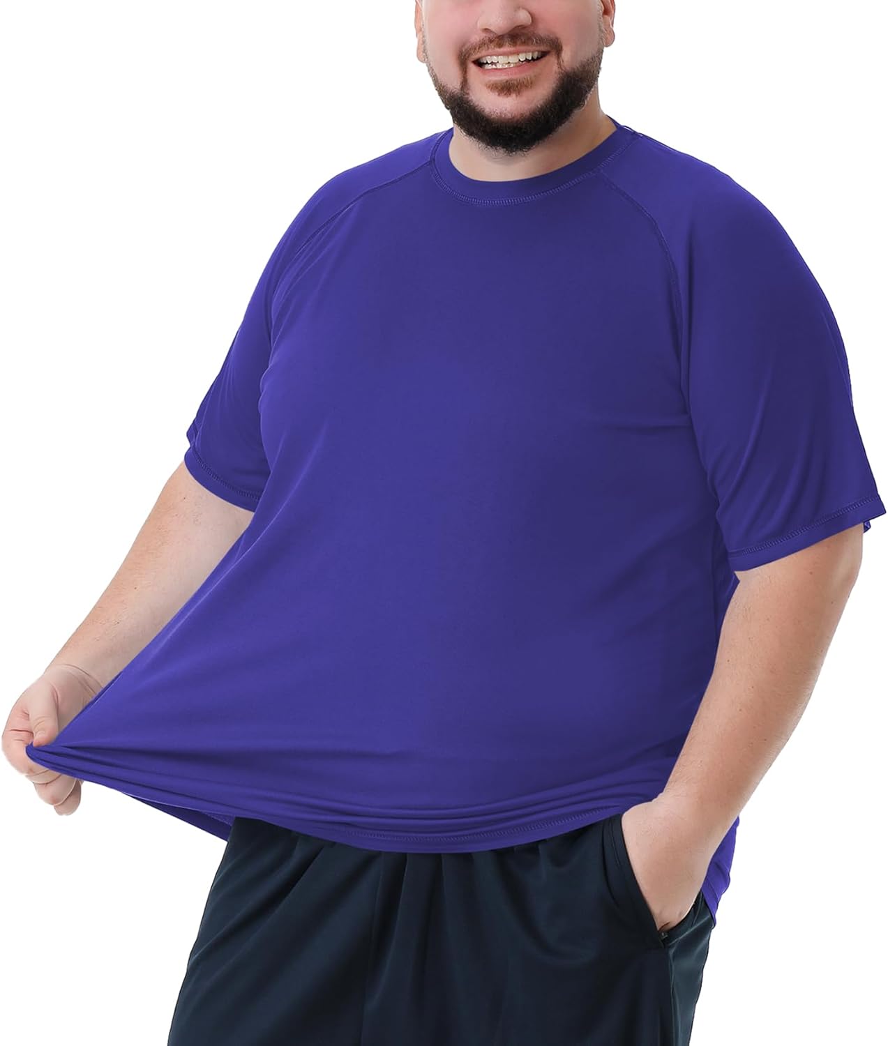 Mens Big and Tall Swim Shirt Sun Protection UPF 50+ Rash Gard Quick Dry T-Shirt - Image 2