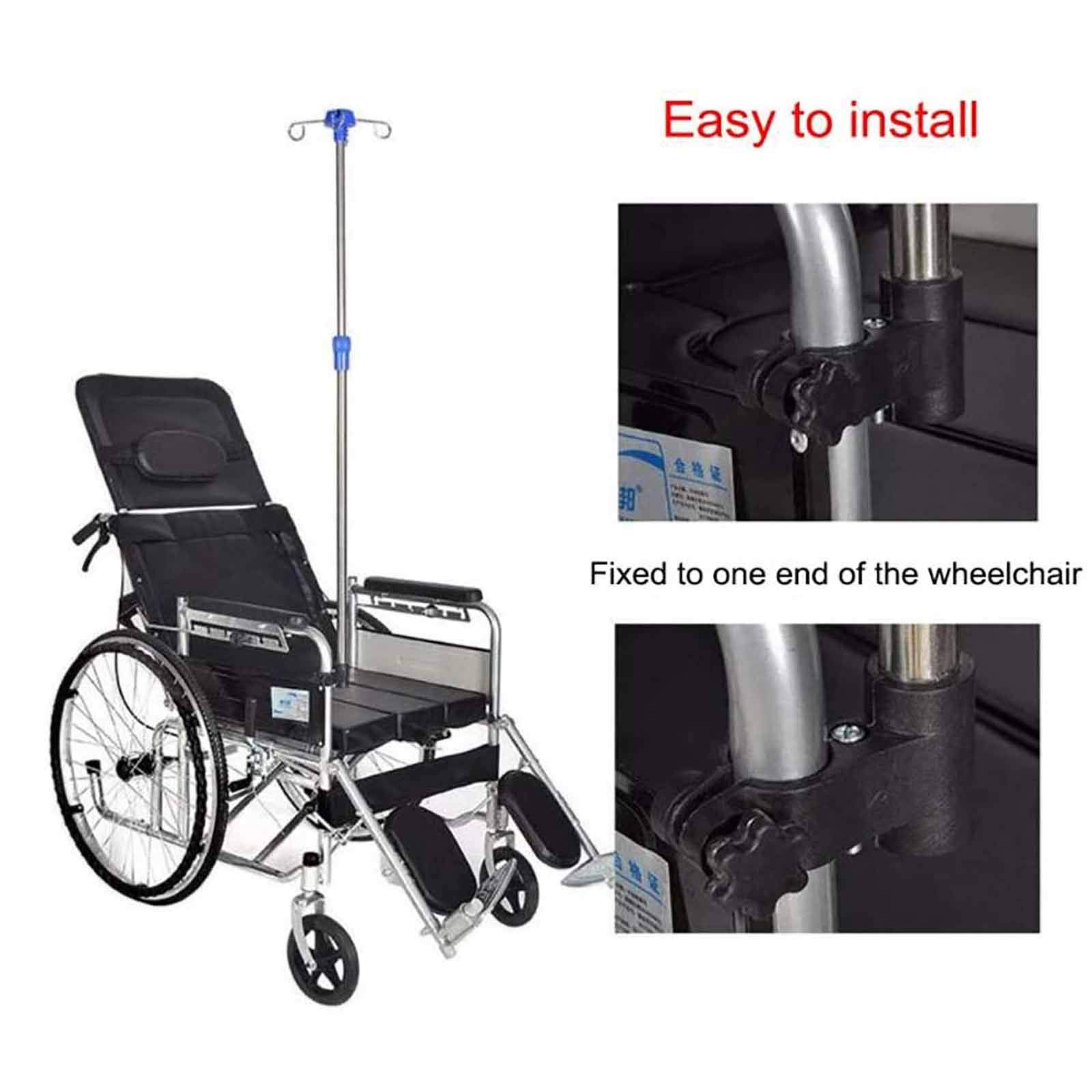 Asta portaflebo, Supporto portaflebo per Sedia a rotelle, Asta portaflebo con Acciaio Inossidabile, espositore ad Altezza Regolabile