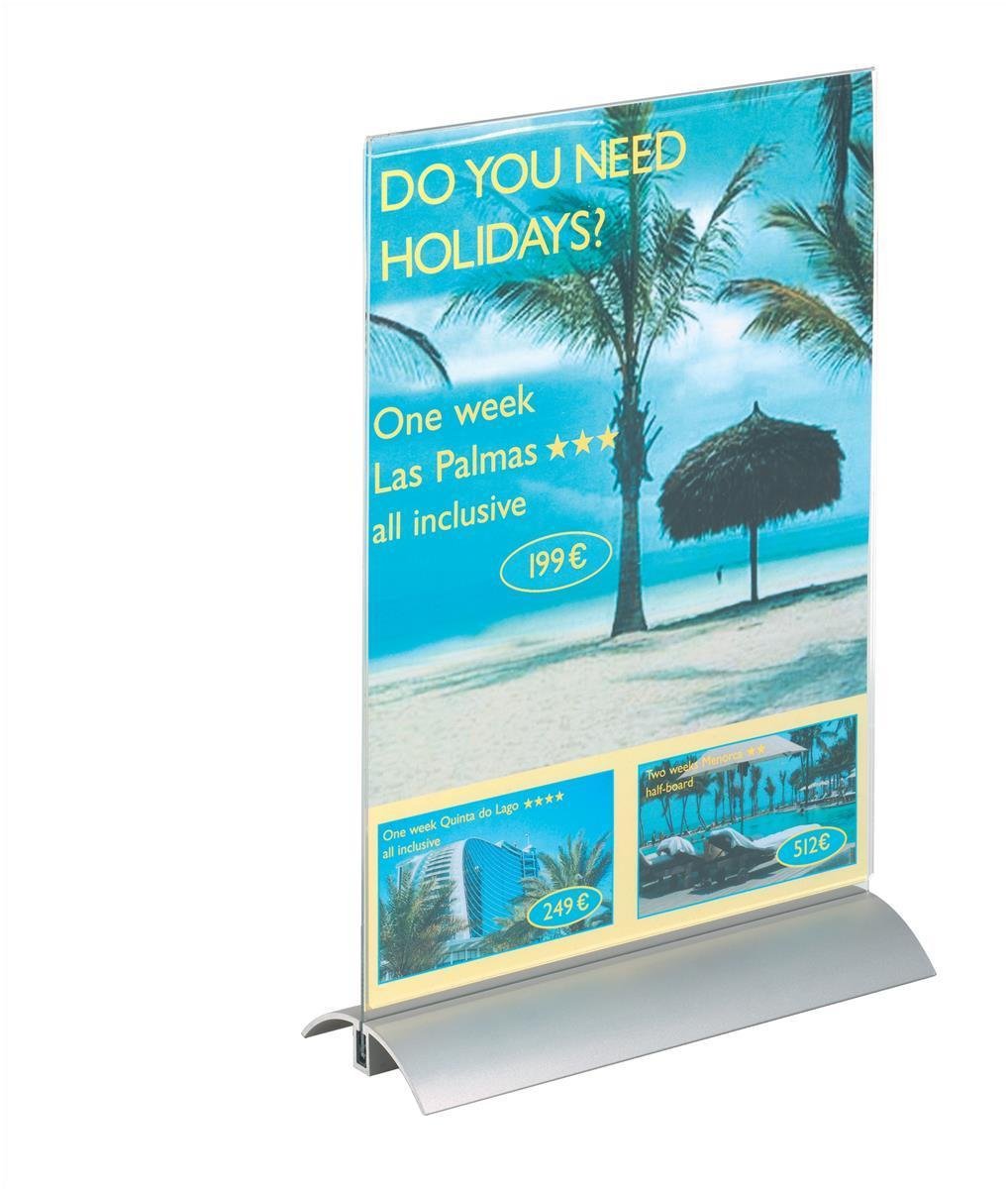 Durable Presenter Sign and Literature Holder Desktop Acrylic with Metal Base A4 Clear Ref 8589/19