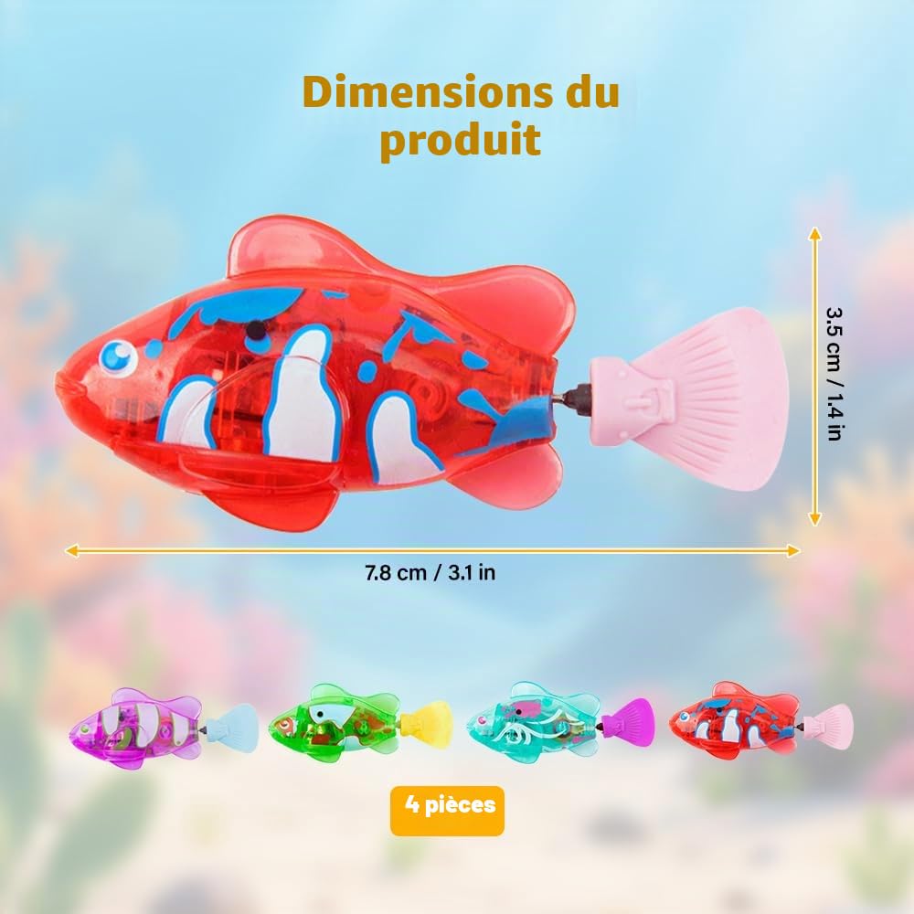 4 pièces de jouets Robo Fish pour chats, poisson électronique pour animaux de compagnie, Robo Fish, poissons électriques avec lumières, fonctionnant sur piles, jouet interactif flottant pour