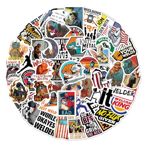 Image of BEATRI Welding Stickers 50Pcs Hard Hat Welding Tool Box Welder Stickers Vinyl Waterproof for Helmet, Water Bottles Welder Decals Stickers for Journaling, Laptop, Phone for Adult