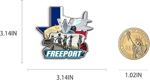 Miniatura 3 de Freeport - Imán de madera para nevera, diseño 3D, diseño de Texas USA