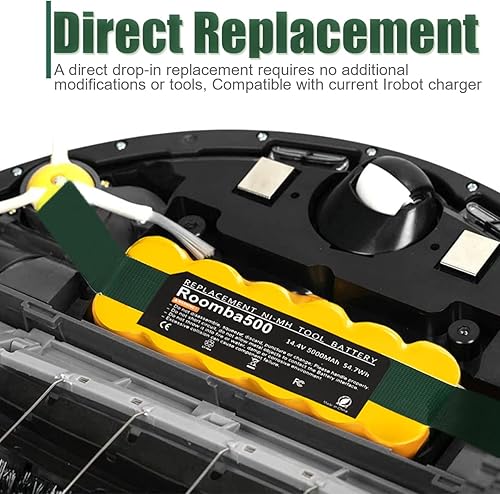 Miniatura 6 de Batería de repuesto Ni-Mh de 5000mAh 14.4V compatible con iRobot Roomba Battery R3 500 600 700 800 900 Series 510 530 531 532 535 536 540 550 552