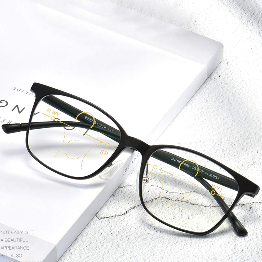 MANG Gafas de Lectura con Bloqueo de luz Azul Gafas multifocales progresivas Lentes universales HD Lectores de computadora con Enfoque automático, Protección UV, Anti Fatiga Ocular