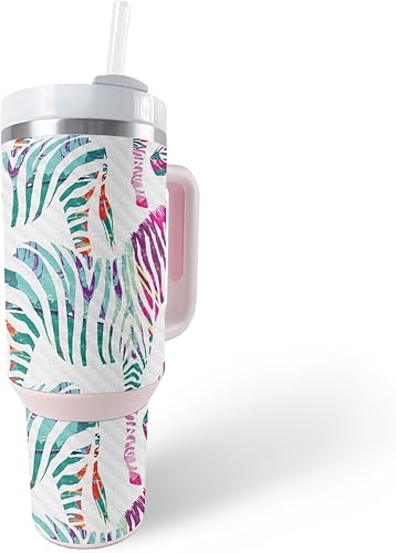 Miniatura 9 de MightySkins - Skin de fibra de carbono compatible con Stanley The Quencher H2.0 FlowState vaso de 40 onzas, color blanco acuarela, acabado de fibra