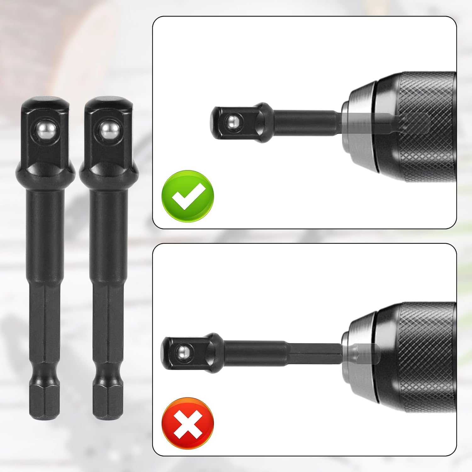 5pcs 3/8 Impact Adapter, Chrome-Vanadium Steel Impact Driver Socket Adapter 3/8 to 1/4 Socket Adapter for Impact Driver Extension Impact Socket Adapter for Drill Industry Home Use
