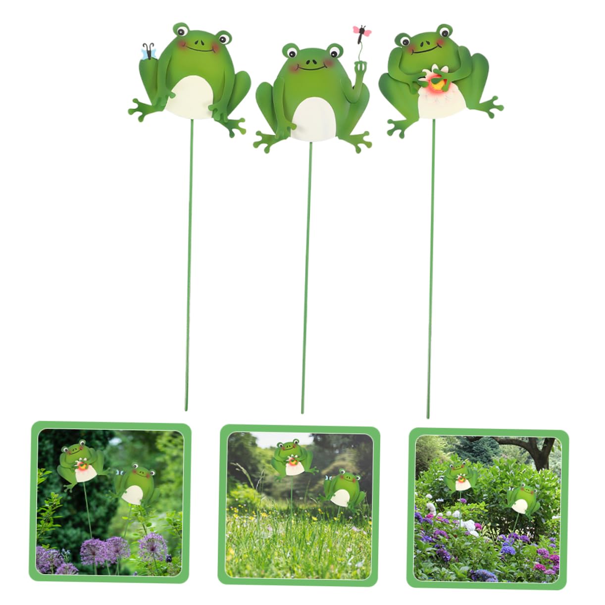 BESPORTBLE 9stücke Teiliges Gartenstecker Frosch Deko Eisenfiguren Für Außenbereich Farbenfrohe Ornamente Für Blumentöpfe Und Gartenbeete Für Gartenliebhaber Einweihungsgeschenk