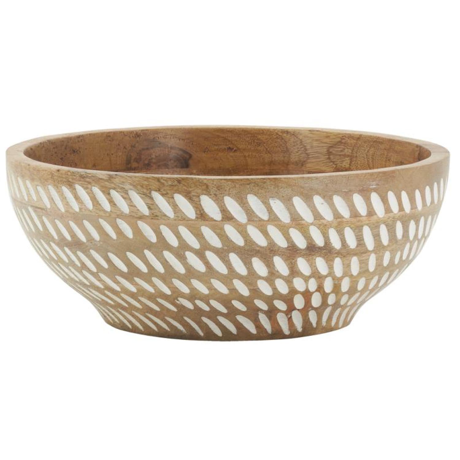 Corbeille en manguier sculpté blanchi Ø30cm Aubry Gaspard pour fruits et ingrédients secs