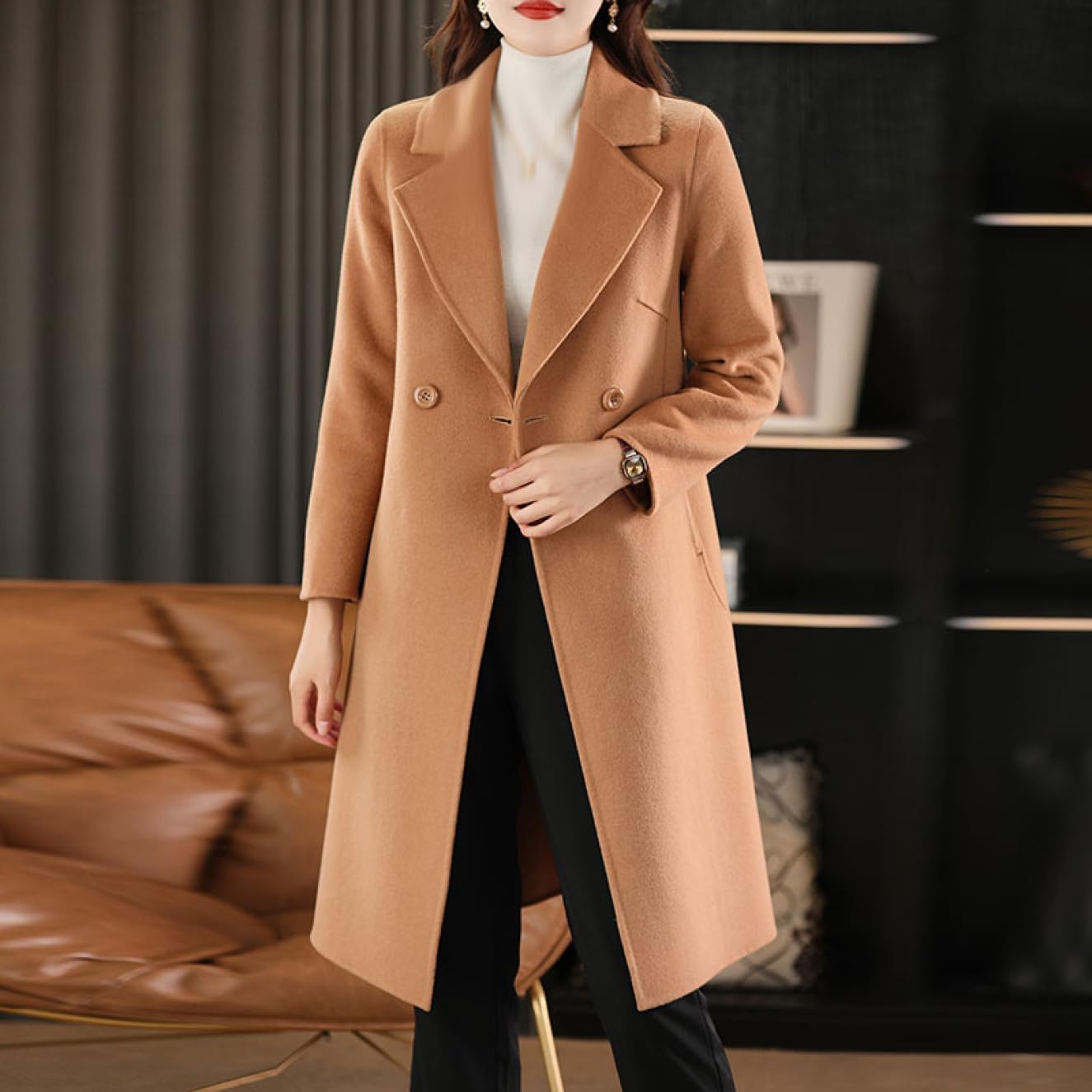 [YJSO] チェスターコート レディース ロングコート 秋 冬 ロング丈 コート アウター 長袖 ロング ウール 暖かい ゆったり