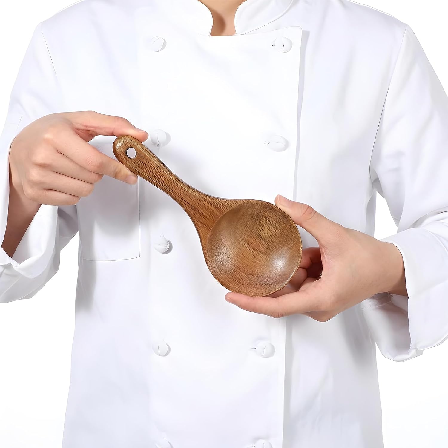 Wooden Rice Paddle, Non-Stick Rice Spoon, Heat-Resistant Spatula for Cooking Serving Mixing Baking, 7Inch