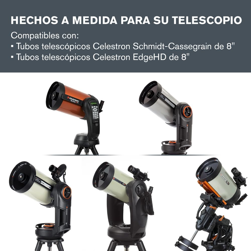 Celestron 94244 EclipSmart Solar Eclipse Telescope Filter – ISO 12312-2 Compliant, Secure Fit with Solar Safe Film, Works with 8” Schmidt-Cassegrain/EdgeHD Telescopes, Black