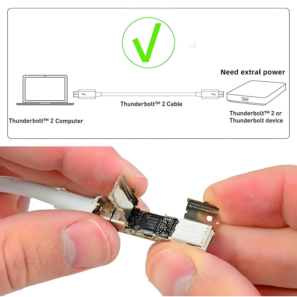 Cavo Thunderbolt 2 da 20 Gbps, da porta Thunderbolt 2 maschio a maschio, per video e dati 4K, compatibile con Mac, dischi e display del 2013, 2014 e 2015, lunghezza 200cm
