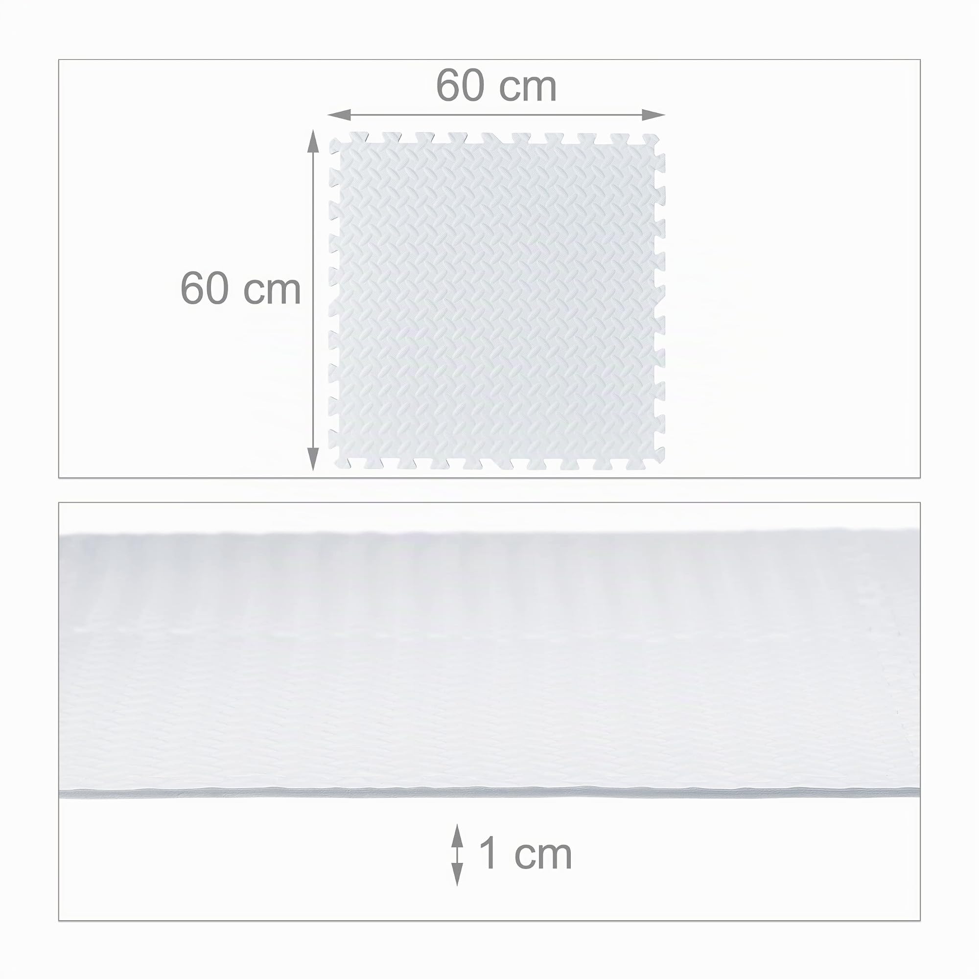 Relaxdays Tapis de sport, 60x60 cm, set de 8, EVA, surface totale 3 m², protection, pour appareils de fitness, blanc