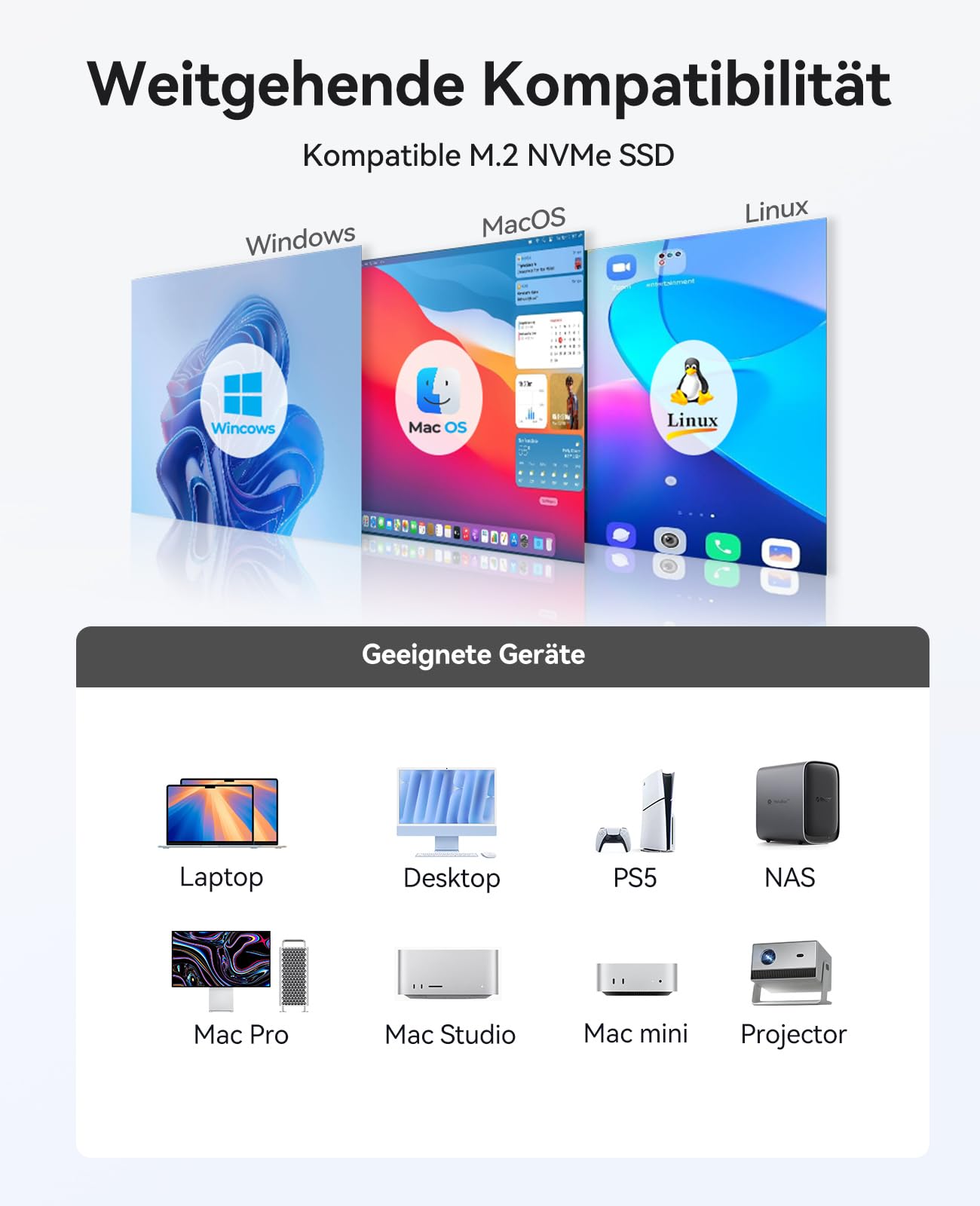 ORICO All-Flash 2.5-Festplattengehäuse 40Gbps SSD NVMe M.2 Externes Festplattengehäuse mit bis zu 32 TB Festplattengehäuse für 4K/8K Videobearbeitung Festplatten Docking Station -8848U4