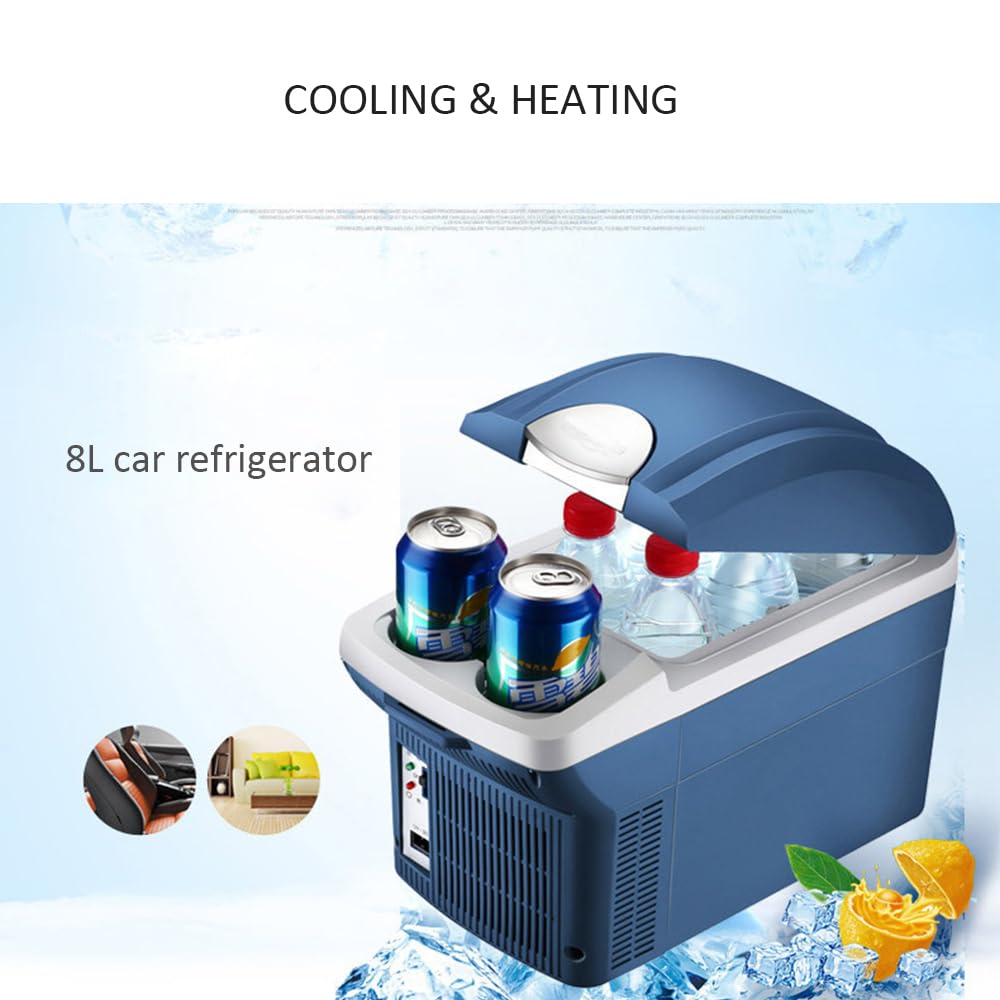 Refrigerador portátil del refrigerador del Coche 8L Caja fría Caliente de la Capacidad Grande Caja de calefacción al Aire Libre del Coche, para Acampar, Picnic,Dc24v
