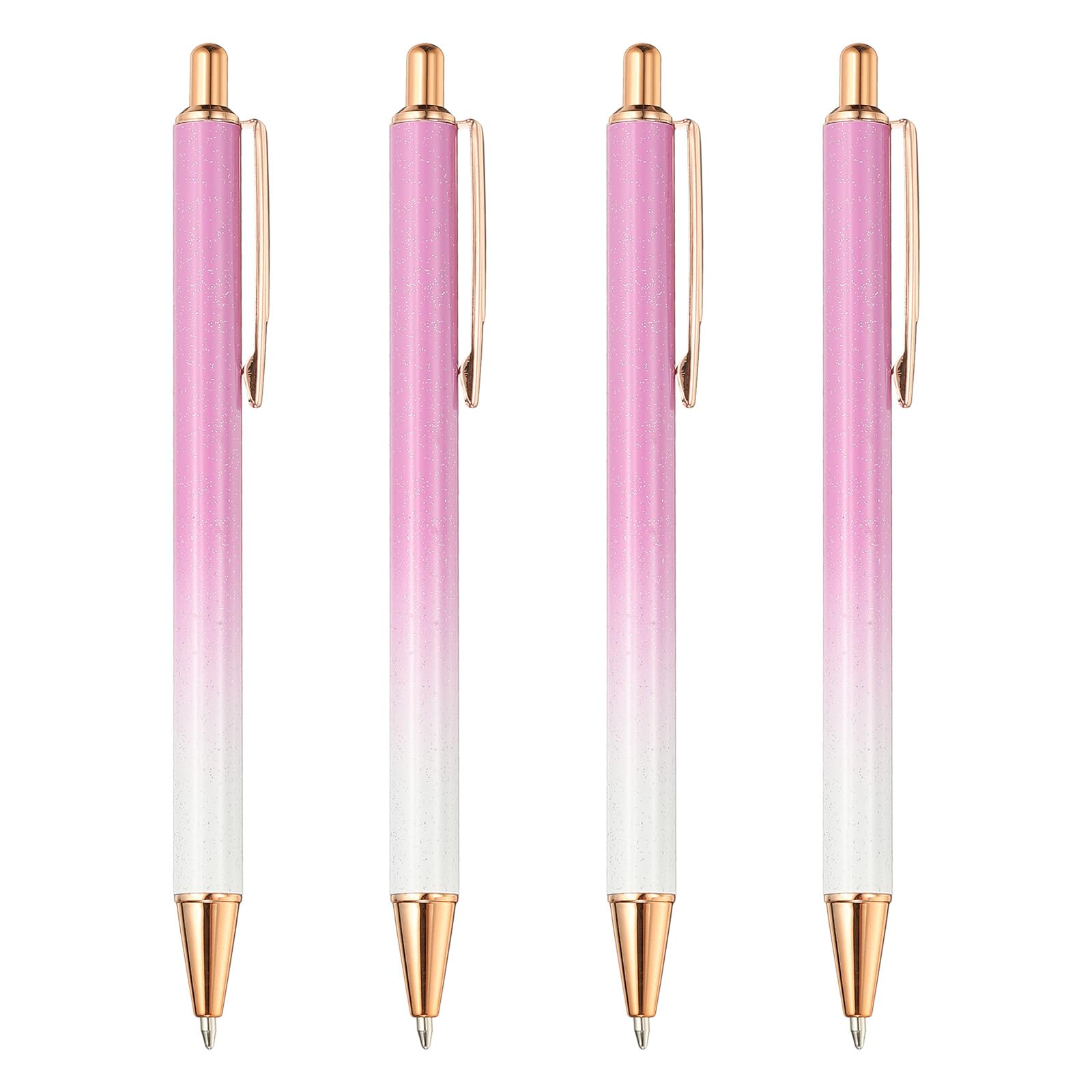 PATIKIL Metal Ballpoint Pen, 4Pcs Retractable Pens Black Ink 1.0mm Point Stylish for Women Gift Teacher Office Note Taking Journaling Style 2, Purple/White