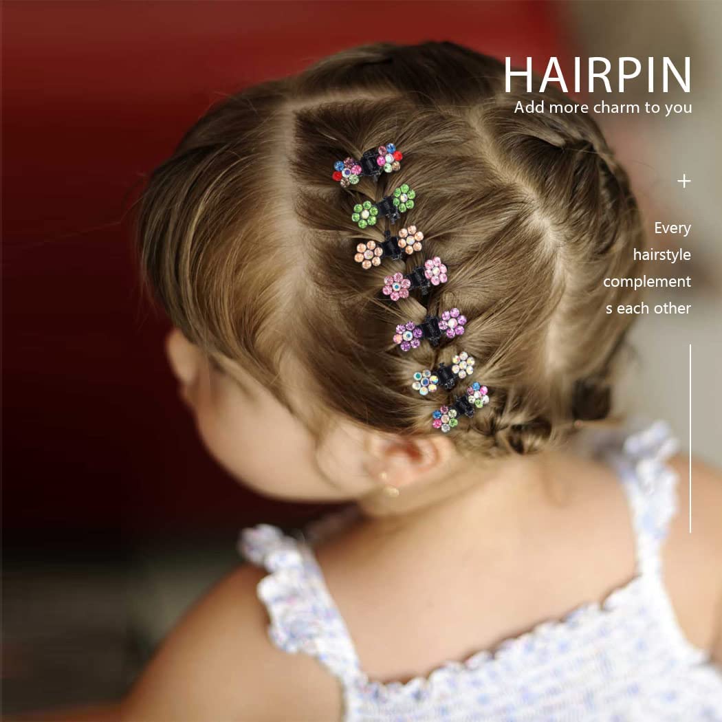 Glamifirsto 12 Mini Hair Claw Clips,Mini Hair Clips No-Slip Grip Jaw Clips Glitter Teeth Clips Rhinestone Hair Clips Metal Clamps Mix Colored Flower Hair Accessories for Women Girls 2