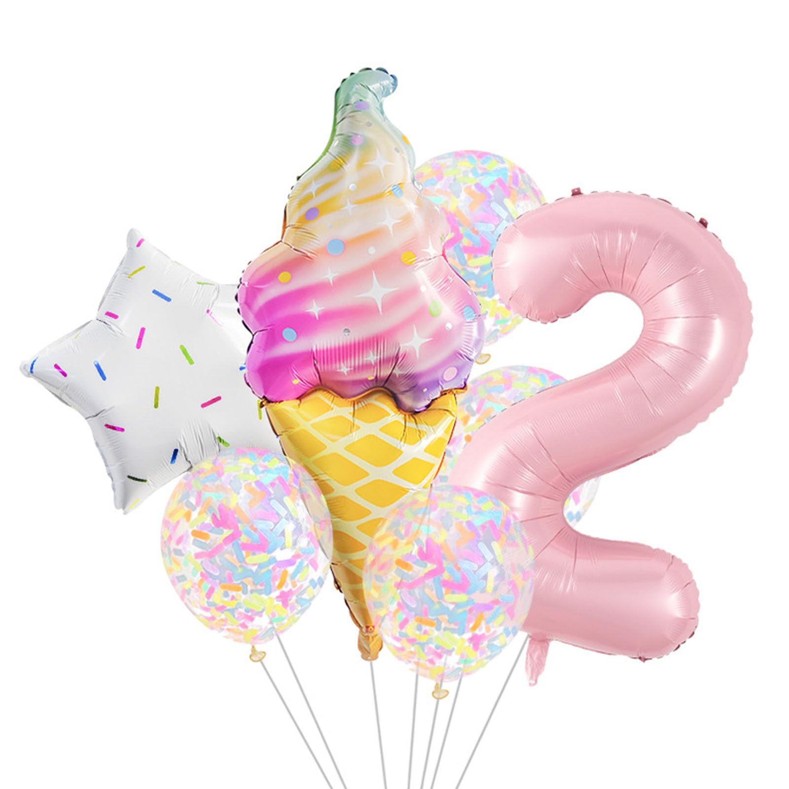 Tsophreniq Sweet Theme Foil Balloons Set with Ice Cream and Star for Fun Celebrations Ice Cream Foil Balloon