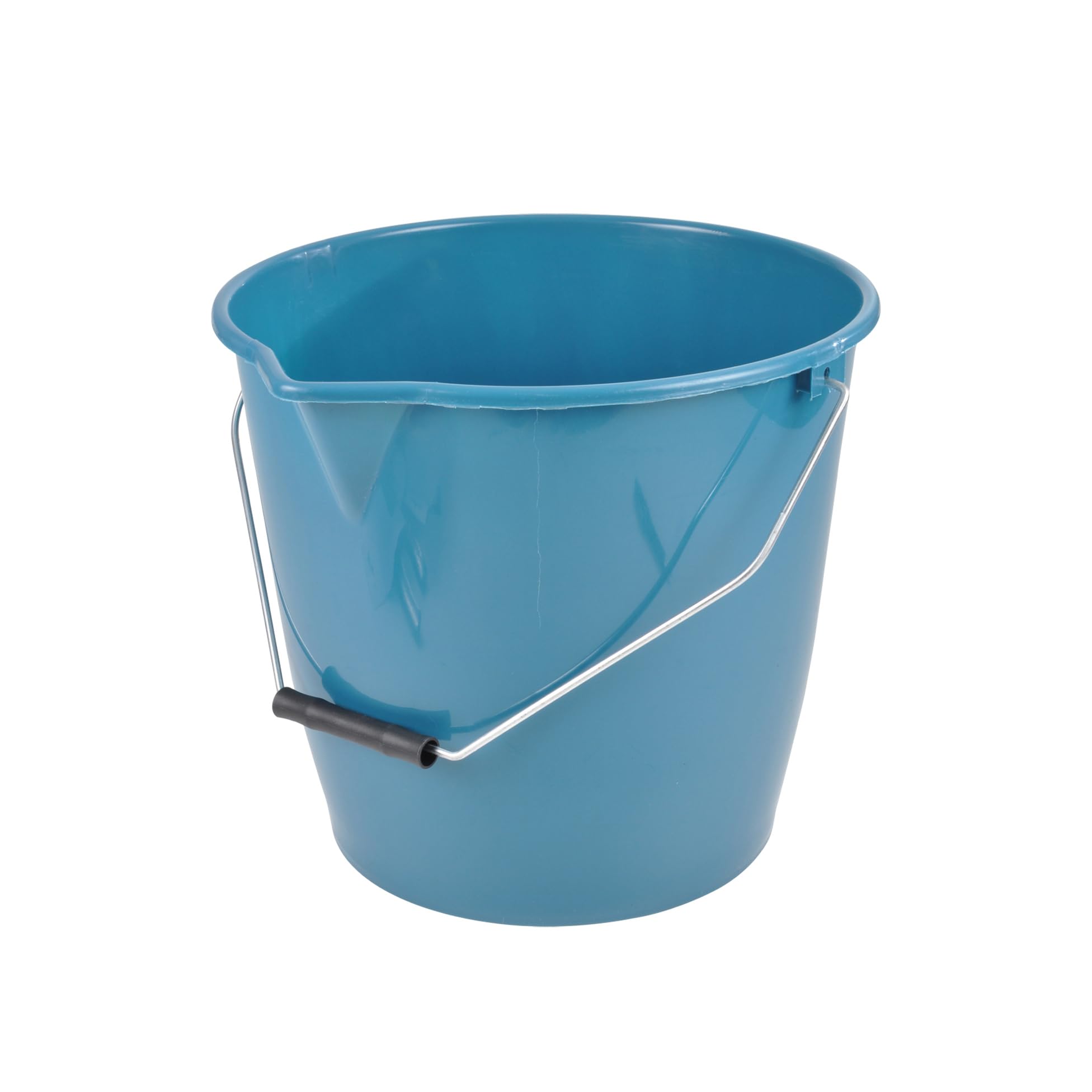 Homéa, Plastic Bucket with Spout and Metal Handle, 12 L, Peacock Blue