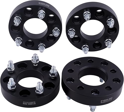 Miniatura 9 de VLAOSCHI Adaptadores de rueda forjados negros de 5x4.5 a 5x5.5 de 1 pulgada con pernos de 12 pulgada compatibles con Jeep F-ord 5 Lug 5x114.3 a