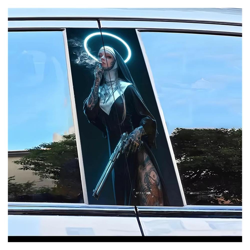 Body Parts 2 PCS Car B-Pillar Sticker Nun Smoking Scratch-Proof Personalized Film