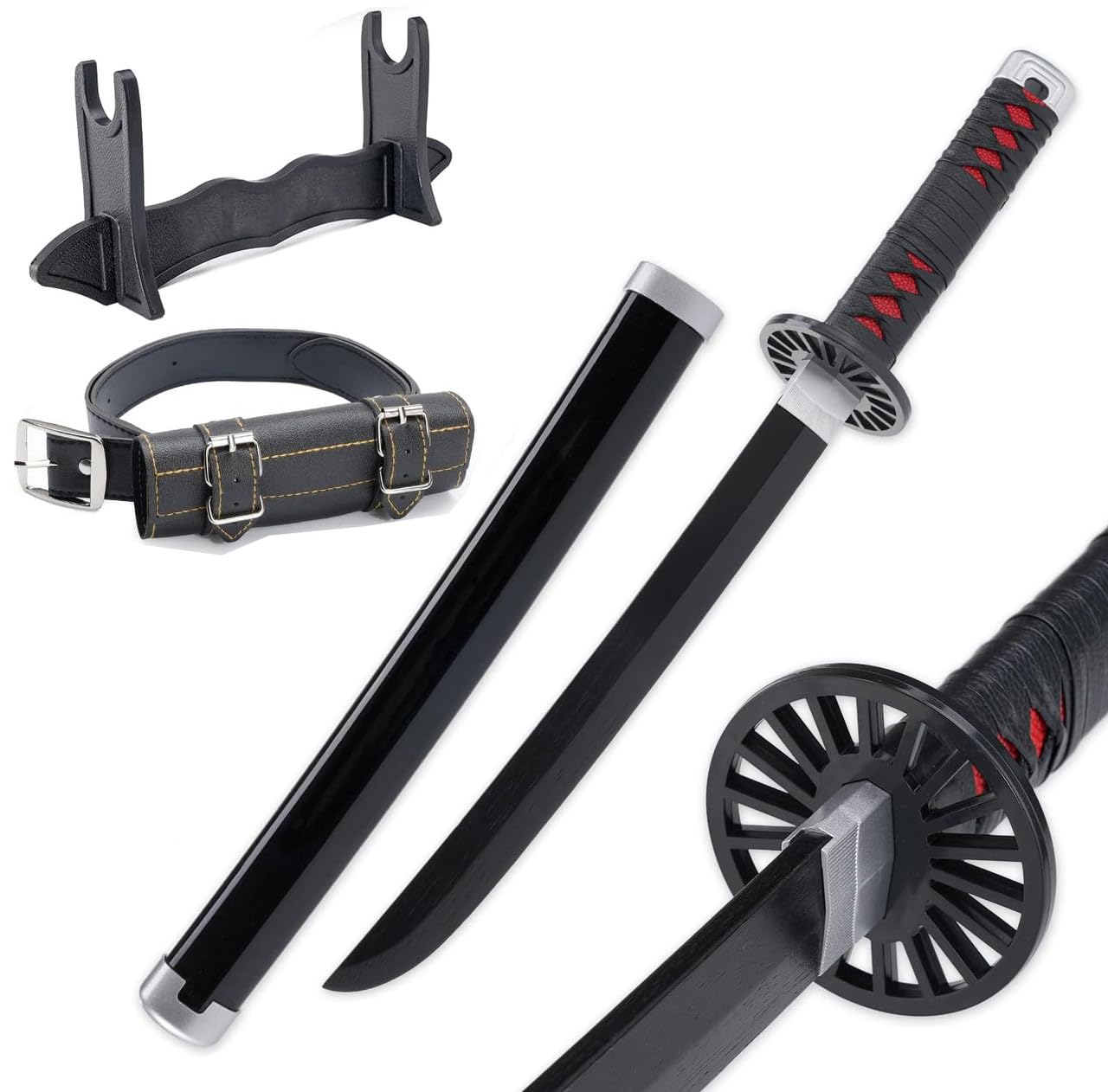 JOYFULBOX Japanese Anime Ninja Bamboo Sword Katana–22 inches(55cm)with Belt and Sword Holder for Cosplay Halloween Anime Themed Partiesand Carnival