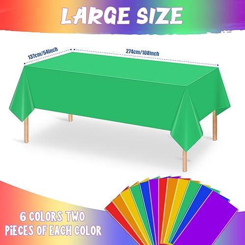 Miniatura 2 de Paquete de 12 manteles rectangulares de plástico desechables de colores surtidos, manteles rectangulares coloridos para cumpleaños, bodas, fiestas,