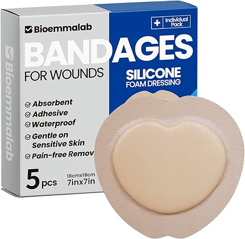 Miniatura 20 de Vendajes grandes impermeables de 6 x 6 pulgadas de espuma de silicona para cuidado de heridas de piel sensible, almohadilla cohesiva adhesiva con