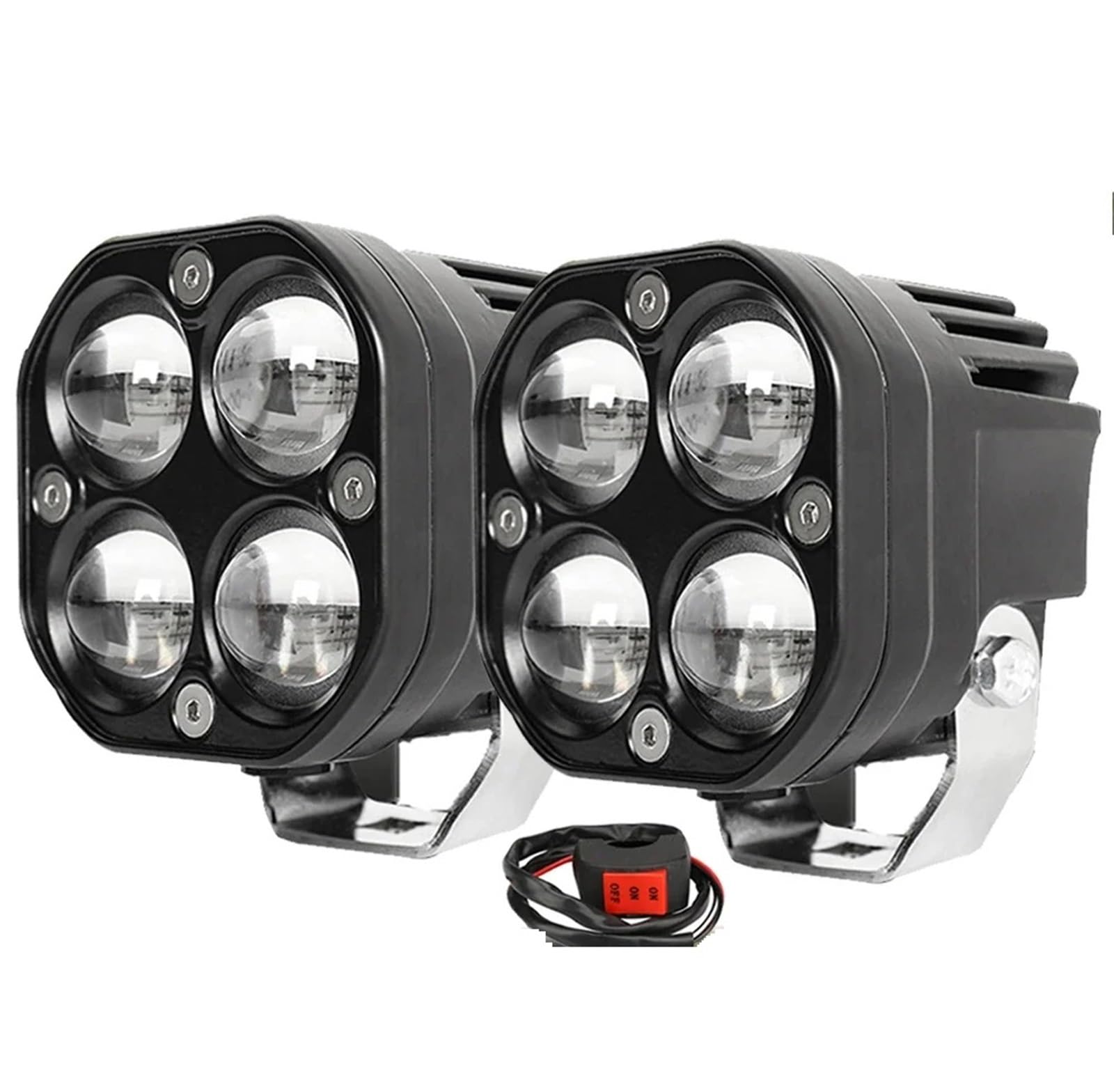 Phares de moto à LED Phare de moto Phares LED double couleur pour motos, 1000W, 3 pouces, 12V, 24V, lampe de conduite pour voiture 4x4, Auto, SUV, ATV(2PCS)