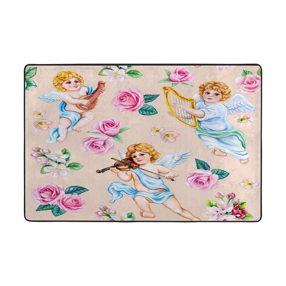 Tapis grand salon vintage fleurs et anges 72X48Inch CHEHONG moderne