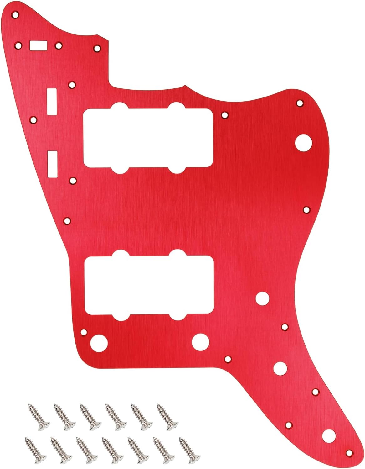 Banworks CNC Processed Aluminum Vintage 60s JM Pickguard Aluminium 1 Ply 13-Hole Straight Edge Guitar Pickguard Scratch Plate for Fender Ultra Jazzmaster JM Guitars JT/HB-14 Red