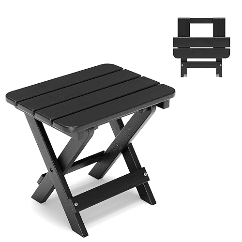 Folding Outdoor Side Table,Small HDPE Patio Table,All-Weather Compact Portable End