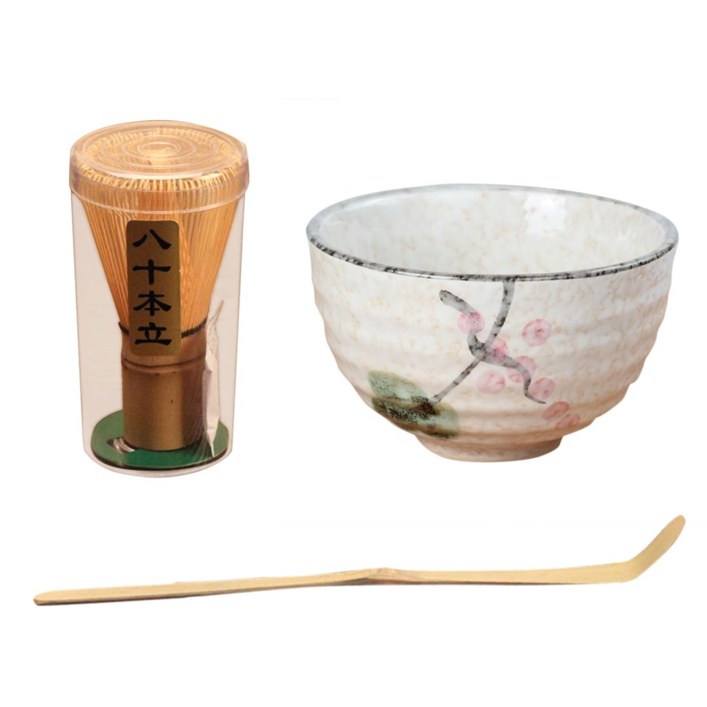 Generico Set di 2 Ciotole per la Cerimonia del tè Tradizionale Giapponese Matcha Chawan con Smalto Bianco e Motivo Floreale di Loto, Ciotole per Cereali e Noodles
