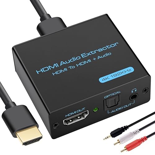 VPFET Extractor de audio HDMI 4K HDMI a óptico 0.138 in AUX adaptador de audio divisor convertidor soporte HDCP digital DTS 5.1 PCM